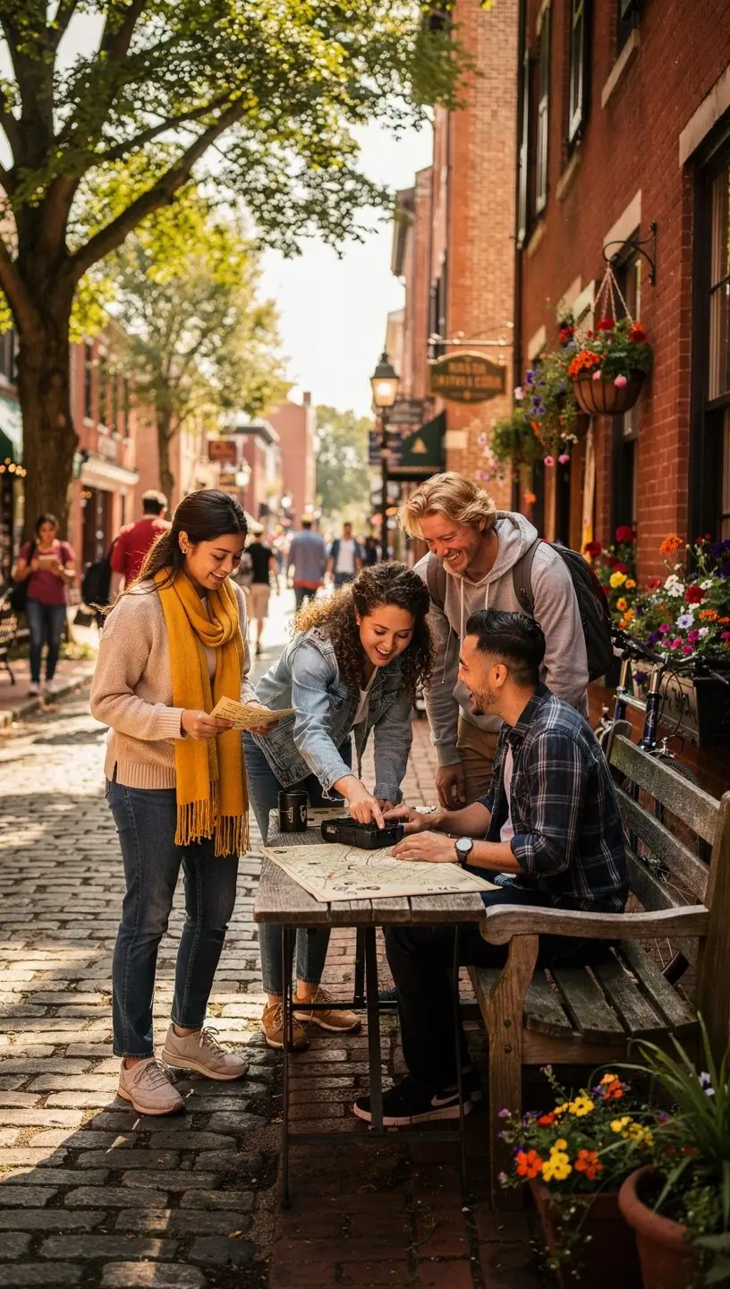 Интерактивная карта города с отмеченными маршрутами и местами для игровых подсказок и наград.